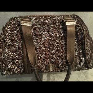 Jennifer Lopez Leopard Print Metallic Handbag